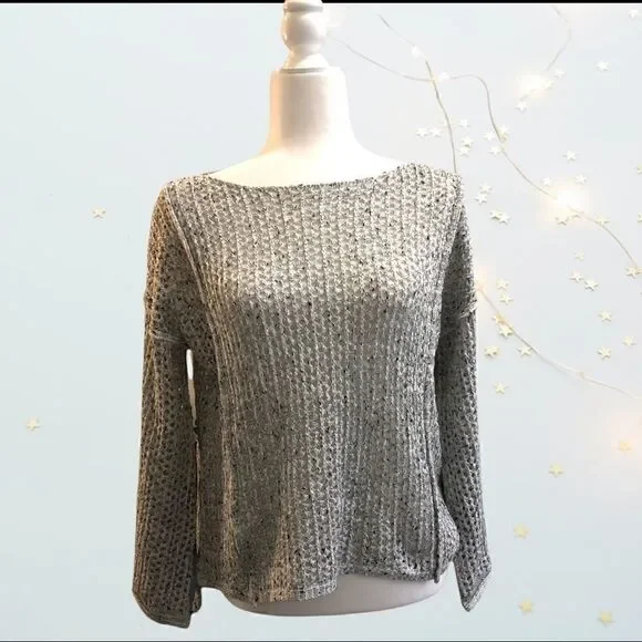 POL Open Mesh Crochet Sweater BLK/lightGrey - Picture 2 of 6